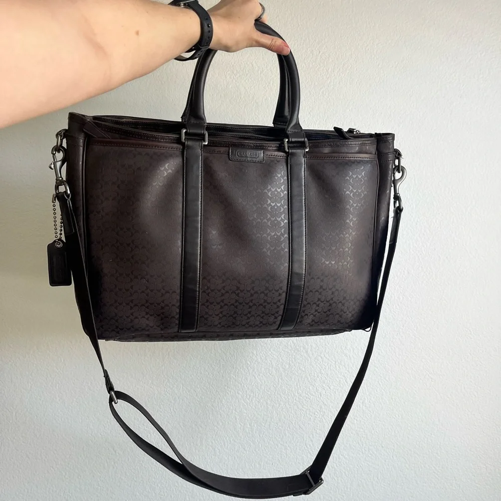 Coach Signature Print and Leather Briefcase